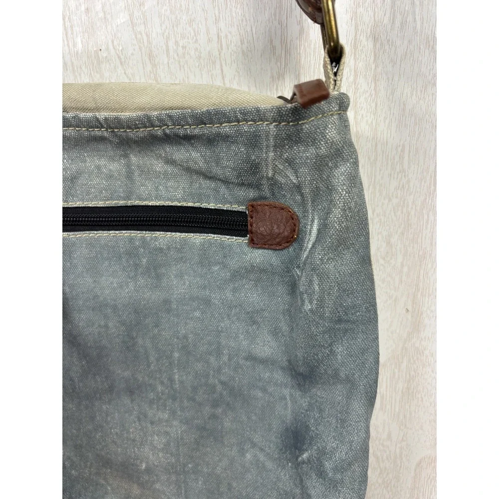 Mona B Identified Crossbody Bag Upcycled Canvas Military Tent Sustainable Boho